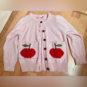 Pink Chicken Girl’s Apple Wool Blend Cardigan Sweater - Apple Design